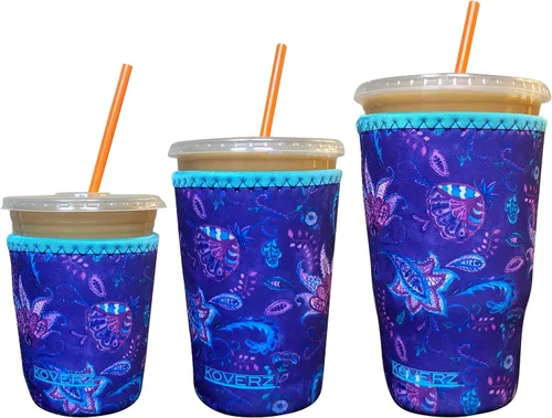 Vista 13 de Funda Koverz para café helado, funda aislante de neopreno para taza, se ajusta a una taza de café de 32 Oz., lavable y reutilizable, accesorios