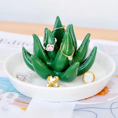 Vista 2 de PUDING CABIN - Plato portajoyas para anillos o aretes, regalo de cumpleaños, boda, día festivo, para mujeres, mamá, tía, amigas, novia
