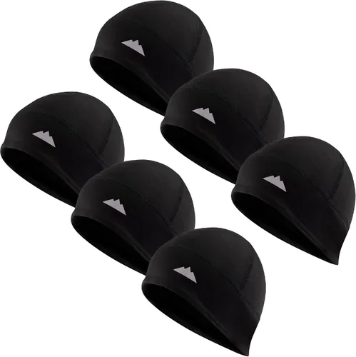 Vista 9 de Tough Headwear Thermal Skull Cap - Moisture-Wicking Running Beanie - Wind-Blocking Cycling Cap - 4-Way Stretch Beanie for Men Negro