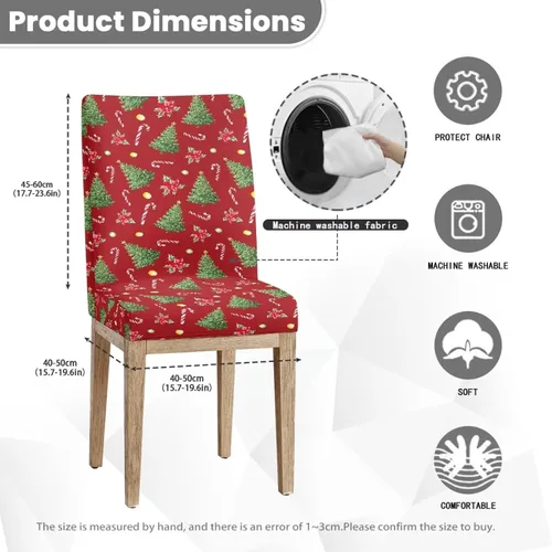 Vista 7 de HUGS IDEA Juego de 2 fundas para sillas de comedor con diseño de árbol de Navidad, jacquard, fundas protectoras para sillas Parsons de bastón