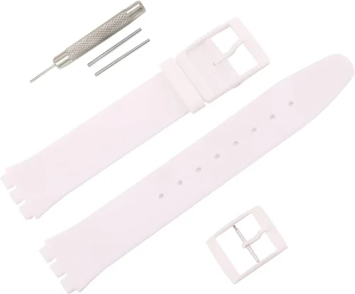Vista 9 de Correa de reloj de goma ultrafina de 0.630 in para mujer, compatible con Swatch, correa de reloj de silicona de repuesto, impermeable, para mujer