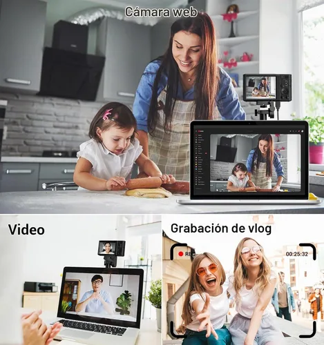 Vista 7 de Cámara digital 4K, cámara digital compacta digital de enfoque automático, zoom digital de 16X, cámara de viaje mejorada con tarjeta SD de 64 GB, 2