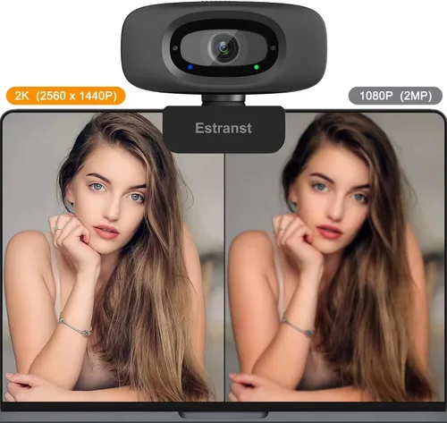 Vista 2 de Cámara web 1080P para PC, portátil, MacBook, computadora de escritorio, con micrófono y cubierta de privacidad y adaptador USB C