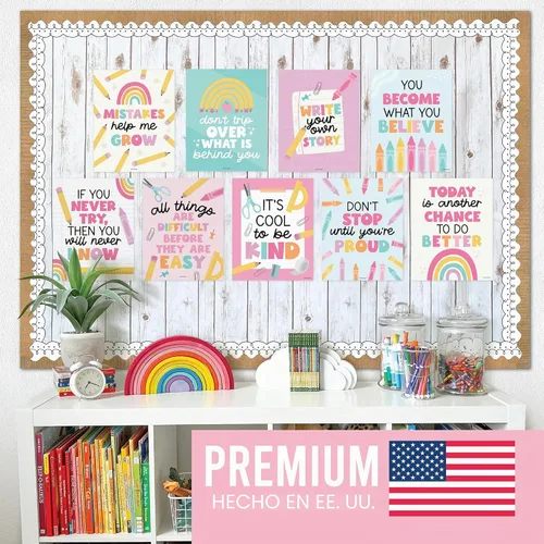Vista 3 de Hadley Designs Póster motivacional para decoración de aula, 9 pósteres de aula de mentalidad de crecimiento, decoración de pared inspiradora