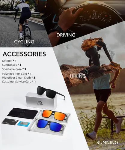 Vista 7 de Gafas de sol polarizadas para hombre, marco rectangular, gafas de sol polarizadas para hombre, gafas de sol deportivas con protección UV400