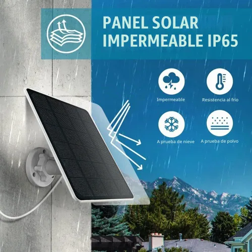 Vista 5 de Cargador de panel solar para cámara de seguridad, puerto USB-C y micro USB para cámara de batería recargable al aire libre, carga rápida de 5V6W