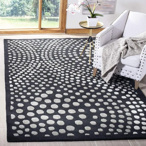 Vista 8 de SAFAVIEH Soho Collection SOH654A - Alfombra decorativa hecha a mano de lana y viscosa de 2 x 3 pies, color gris oscuro
