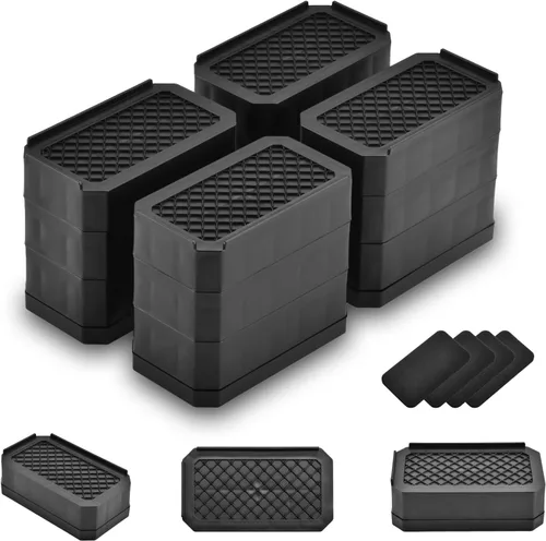 Vista 25 de EclatBain Elevadores rectangulares para cama, elevadores de muebles rectangulares de alta resistencia, con bloques ajustables de elevación de hasta