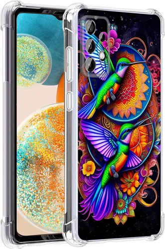 Vista 25 de Funda para Galaxy A23 5G, diseño de flores de mariposa azul, protección contra caídas, a prueba de golpes, carcasa protectora de cuerpo completo