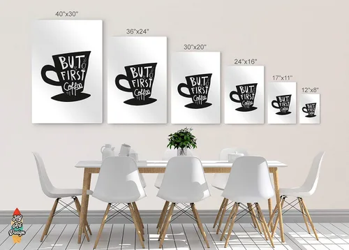 Vista 7 de HB Art Design Taza con texto en inglés "But First Coffee" (But First Coffee Quote - Taza en blanco y negro) con impresión de metal, arte de pared