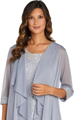 Vista 5 de R&M Richards Vestido corto de encaje para madre de la novia con chaqueta para mujer