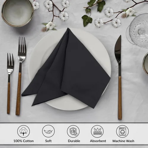 Vista 3 de Ruvanti - Servilletas de tela, paquete de 6, 45x45 centímetros, 100% algodón, lavables, suaves y absorbentes, perfectas para bodas, cenas de Belleza