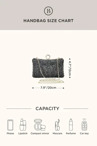 Vista 7 de BABEYOND Bolsos de mano de noche para mujer, accesorios vintage para bolso de noche para mujer, Gatsby de los años 20 con cuentas de lentejuelas