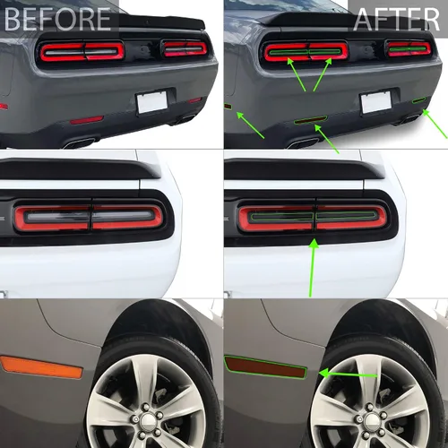 Vista 3 de BOGAR TECH DESIGNS Kit de tinte de reflectores traseros compatible con Dodge Challenger 2015-2024, humo oscuro