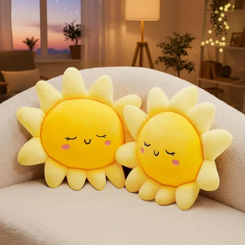 Vista 7 de Juexica 1 cojín de felpa para sofá, lindo relleno en forma de sol, almohada de suelo, manta de juguete suave para niños, mujeres, niñas, decoración