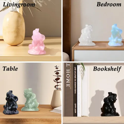 Vista 5 de ZHIYUXI Figura de elefante de cristal rosa de 2.2 pulgadas, decoración de estatua de elefante de cristal para estante de oficina en casa, regalos