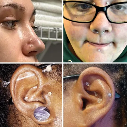 Vista 7 de 36 piezas de retenedores de piercing transparentes de plástico Bioflex para pezón, lengua, nariz, tabique, ceja, ombligo, aretes, tragus, hélice