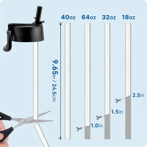 Vista 7 de Tapa de popote para Hydro Flask 12, 16, 18, 20, 32, 64 onzas, botella de agua de boca ancha, tapa de repuesto con popote para botellas de boca ancha