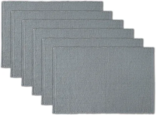 Vista 6 de AVKA Studio Paquete de manteles de algodón acanalado y servilletas con estampado de algodón, paquete de 6 unidades, verde y gris
