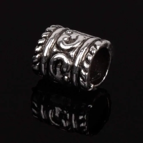 Vista 2 de RUBYCA 50 cuentas espaciadoras tibetanas en tono plateado para cilindro de pulsera