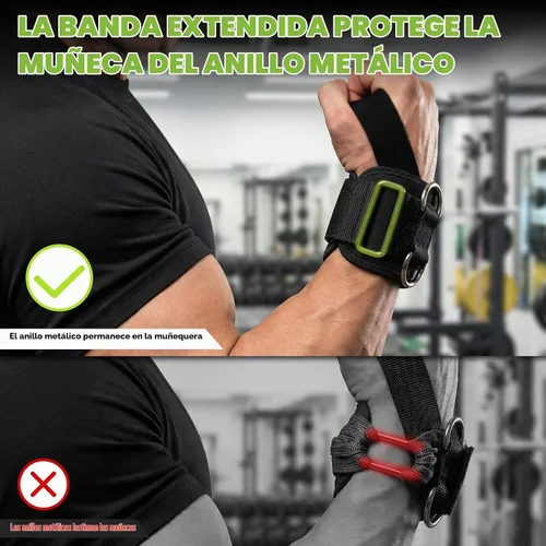 Vista 2 de HANDBODE Lifting Straps, Double D-Ring Weightlifting Wrist Straps Steel Hardware, Two Piece Set, Padded Cuffs, Reinforced Stitching, Adjustable
