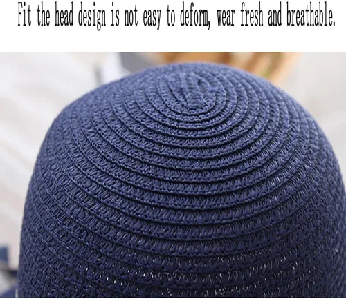 Vista 3 de Sombrero de paja de verano con protección UV, ala ancha, transpirable, visera de playa, sombreros para mujer Beige