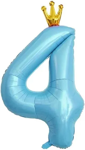 Vista 6 de Globos azules de 40 pulgadas con corona unida número 2, globos de segundo cumpleaños para decoraciones de fiesta de cumpleaños. (2)