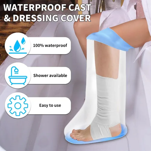 Vista 3 de Cubierta de ducha impermeable extra ancha con parte inferior antideslizante, protector de ducha de silicona elástica impermeable para pies después