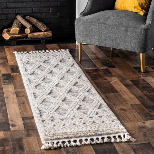Vista 13 de nuLOOM Alfombra de Área Ansley Marroquí con Borlas de 2 x 6 pies, Gris, diseño bohemio con textura alta-baja, pelo alto de felpa, resistente a