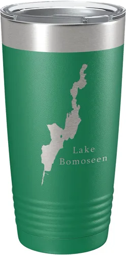 Vista 20 de Lake Bomoseen Map Tumbler Travel Mug Insulated Laser Engraved Coffee Cup Vermont 20 oz Black