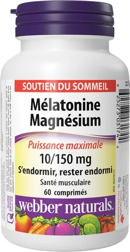 Vista 2 de Webber Naturals Melatonina Magnesio 10/150 mg · Máxima Fuerza, 60 Tabletas
