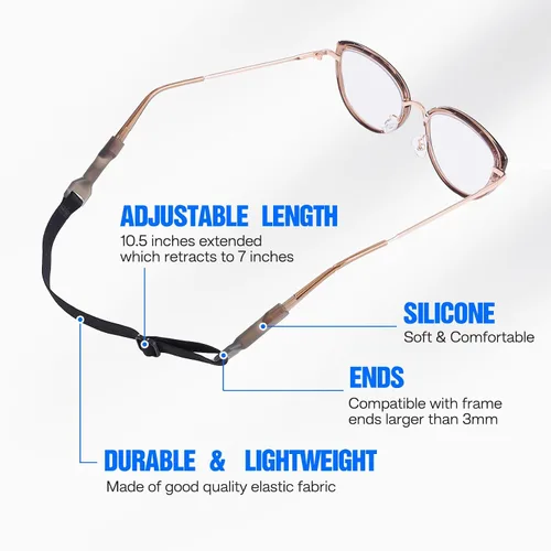 Vista 5 de Correa para gafas de sol para niños, sin cola, ajustable, cordones, soporte para gafas deportivas alrededor del cuello