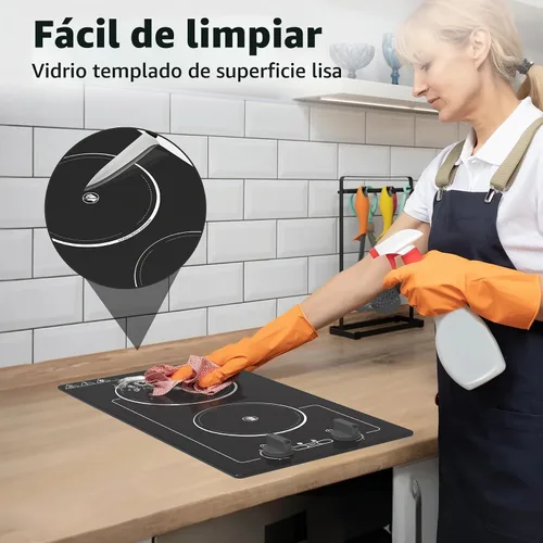 Vista 9 de VBGK - Placa de cocina eléctrica, estufa eléctrica de 110V y 2100W con control de perilla, diseño de encimera/integrado con 9 niveles de potencia