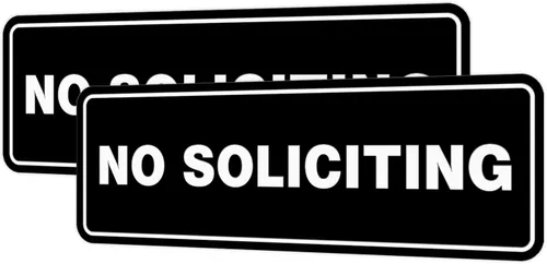 Vista 58 de Estándar No Soliciting Door/Wall Sign - Negro - Pequeño