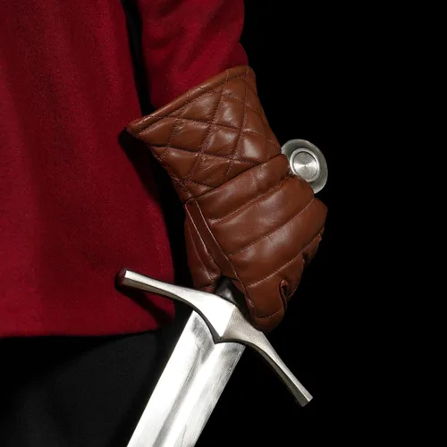 Vista 4 de Mythrojan Guantes de esgrima de espadachín: Hema Guantes de cuero ligeramente acolchados Renacimiento medieval