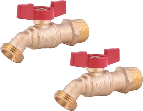 Vista 8 de LD Valve - Manguera macho Bibb 1/2 pulgada MIP X 3/4 pulgadas MHT para riego de jardín, babero de manguera de cierre de 1/4 con mango en T
