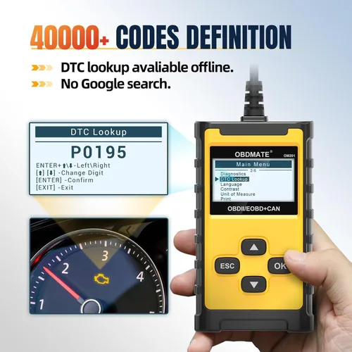 Vista 6 de Escáner de Coche, OM201 Lector de Código de Motor Herramienta de Diagnóstico OBDII con Impresión Inalámbrica Datos Gráficos en Vivo Prueba EVAP