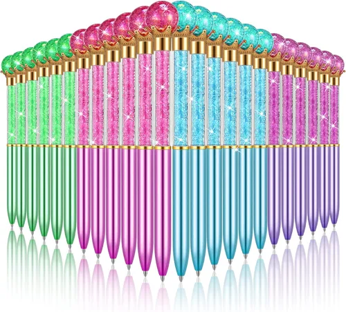 Vista 7 de Gersoniel 24 piezas de bolígrafos de diamante de cristal grande con punta de diamante, bolígrafos brillantes de bola negra con pedrería