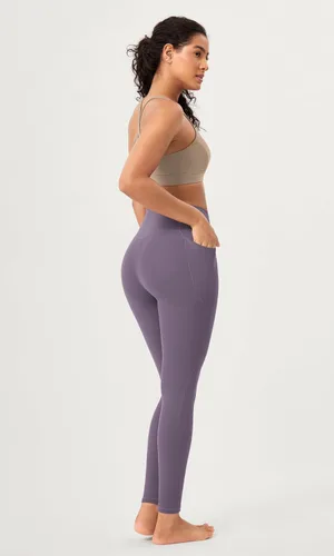 Vista 3 de ODODOS ODCLOUD - Paquete de 2 leggings suaves de cintura cruzada con bolsillos para mujer, pantalones de yoga cruzados de 2528 pulgadas