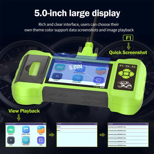 Vista 8 de Herramienta de diagnóstico de función de escáner de motocicleta totalmente accesorio, lector de código OBD2, prueba de ABS, prueba de batería