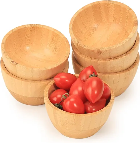 Vista 11 de Juego de Mini Cuencos, Platos de Salsa de Bambú para Mojar Aperitivos/Salsas/Nueces, Cuenco de Mezcla de Mascarilla Facial de Madera de Bambú