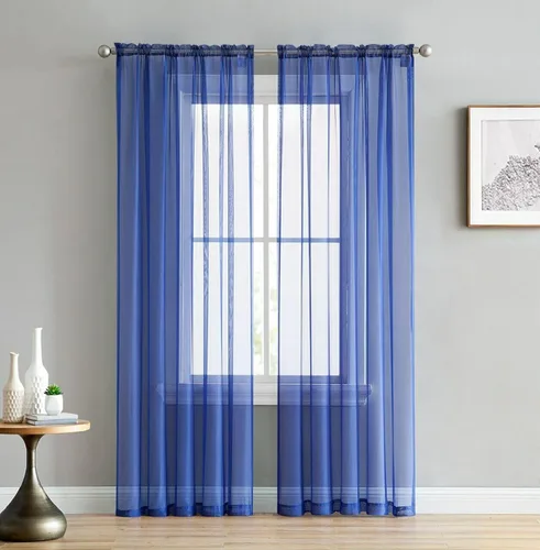 Vista 8 de Empire Home Charli - Juego de 2 paneles de cortina de gasa transparente sólida para ventana (120 pulgadas, superlargos, negro)
