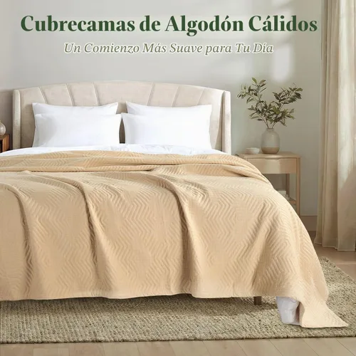 Vista 2 de Threadmill Mantas de Algodón de Lujo para Cama de Tamaño King Manta de Algodón 100% Acogedora para Todas las Estaciones Colcha Jacquard Aster
