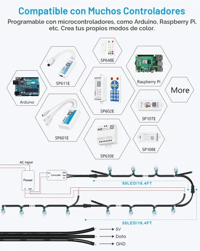 Vista 5 de ALITOVE WS2811 - Luz LED direccionable de píxeles, 50 unidades, 5 V, 0.472 in, color de ensueño digital, difusión de color, módulo de píxeles LED