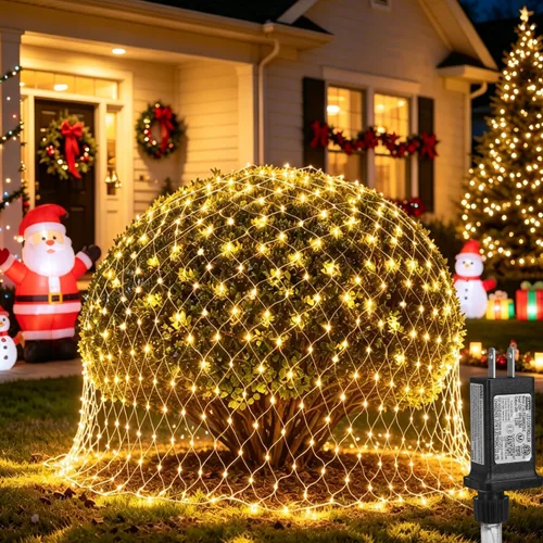 Vista 11 de Luces de Navidad para exteriores, 360 luces LED resistentes de red de Navidad, 12 x 5 pies, 8 modos de luz, luces de decoración de Navidad