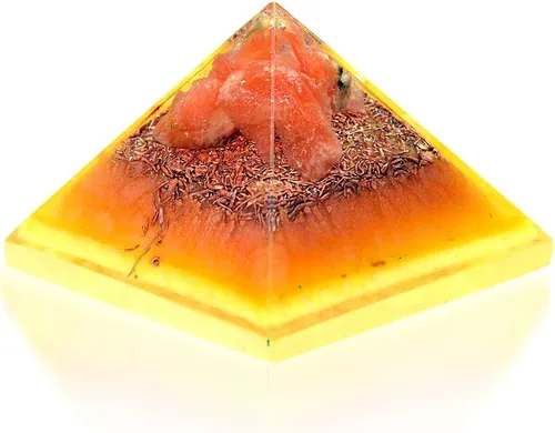 Vista 2 de Juego de curación y limpieza: mini pirámides de cristal de orgonita portátil de cuarzo de cristal, obsidiana negra, crisoprasa, calcita naranja