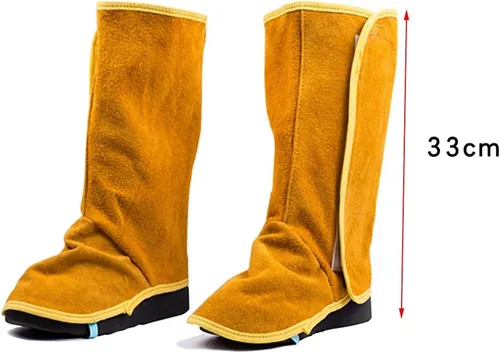 Vista 2 de Spats de soldadura de cuero,Cubiertas protectoras de zapatos de cuero,Cubiertas protectoras protectoras resistentes a la llama soldadas,Cubiertas