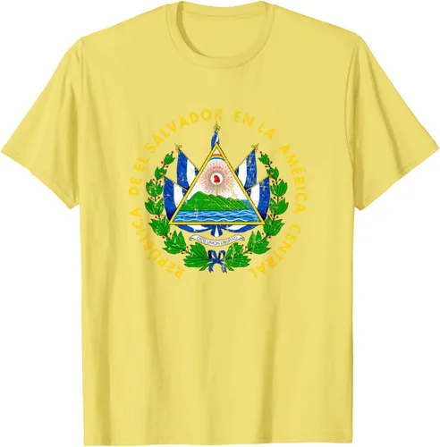 Vista 42 de Escudo de armas de El Salvador Salvadoran Distressed Design T-Shirt