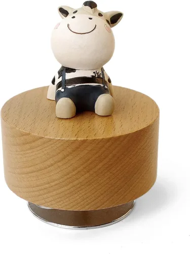 Vista 22 de SOFTALK Caja de música mecánica de madera con diseño de animal, con texto en inglés "You are My Sunshine", regalo para niños y niñas (oso)