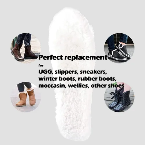 Vista 5 de MaxW Plantillas de lana merino de invierno para hombres y mujeres, inserciones de zapatos suaves y cálidas, almohadillas de forro polar para zapatos